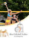 wholesale 925 Sterling Silver Metal Heart-Shaped Sportswoman Volleyball Pendant Necklace for Women-0-5