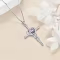 TOUPOP Sterling Silver Birthstone Cross Necklace Heart Infinity Jewelry Gifts-0-4