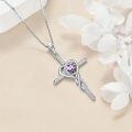 TOUPOP Sterling Silver Birthstone Cross Necklace Heart Infinity Jewelry Gifts-0-4