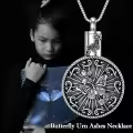 TOUPOP Stainless Steel & Stone Oxidation Butterfly Urn Necklace For Ashes-0-2