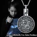 TOUPOP Stainless Steel & Stone Oxidation Butterfly Urn Necklace For Ashes-0-2