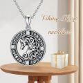 wholesale 925 Sterling Silver Norse Mythology Horse Head Pendant Necklace for Men Women Gifts-0-5