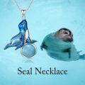 wholesale 925 Sterling Silver Blue Seal with Turquoise Stone Pendant Necklace-0-5