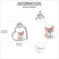 wholesale 925 Sterling Silver Corgi Love You Forever Heart Pendant Necklace-0-4