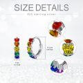 wholesale 925 Sterling Silver Rainbow Heart-Shaped Gemstone Huggie Hoop Earrings for Women-0-4