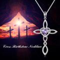 wholesale 925 Sterling Silver White Gold Plated Celtic Cross Heart Citrine Pendant Necklace-0-35
