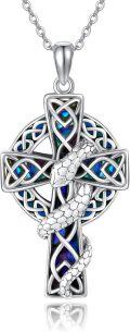 wholesale 925 Sterling Silver Snake and Celtic Knot Design Cross Pendant Necklace for Women-0-0