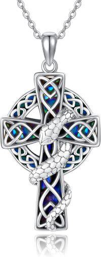 wholesale 925 Sterling Silver Snake and Celtic Knot Design Cross Pendant Necklace for Women-Snake