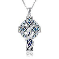 wholesale 925 Sterling Silver Snake and Celtic Knot Design Cross Pendant Necklace for Women-Snake