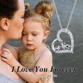 wholesale 925 Sterling Silver Heart-Shaped Cow Family Pendant Necklace with Cubic Zirconia Stones and Engraved Message I Love You Forever-0-2