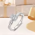 TOUPOP Sterling Silver Moissanite Oval Solitaire Ring D VVS1-0-5