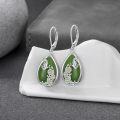wholesale 14K Gold Plated Sterling Silver Round Natural Jade Earrings for Women-0-13