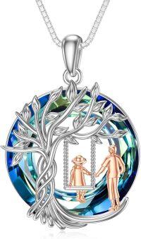 wholesale TOUPOP Daughter Gifts From Dad Sterling Silver Father Daughter Pendant Necklace With Blue Circle Crystla For Women Daughter Jewelry Birthday Anniversary Christmas Gifts -undefined