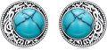 wholesale 925 Sterling Silver Round Turquoise Stone Stud Earrings for Women Boho Style Western s 48x37mm-0-0