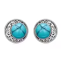 wholesale 925 Sterling Silver Round Turquoise Stone Stud Earrings Wholesale for Women Boho Style Western s 48x37mm-0-0