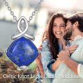 wholesale 925 Sterling Silver Blue Lapis Lazuli Celtic Knot Pendant Necklace-0-5
