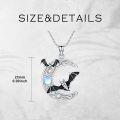 wholesale 925 Sterling Silver Moonstone Bat & Moon Necklace - Mysterious Fantasy Jewelry for Women-0-3