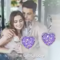 wholesale 925 Sterling Silver Metal Drusy Crystal Heart Dangle Earrings Wholesale (Pink/Blue/Purple) Leverback Drop s for Women-0-18