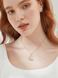 wholesale Rose Gold 925 Sterling Silver Cubic Zirconia Crescent Moon & Star Pendant Necklace-0-2