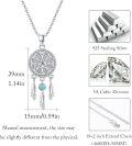 wholesale 925 Sterling Silver Round Blue Stone Flower Design Dreamcatcher Feather Pendant Necklaces for Women Girls s-0-4
