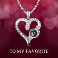 wholesale 925 Sterling Silver Love Express Mom Necklace with 100 Language Stone - Custom Photo Projection Heart Pendant for Mother, Grandmother-0-4