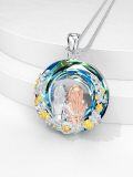 wholesale 925 Sterling Silver Round Crystal Flower Girl Best Friend Pendant Necklaces Gifts for Her Mother's Day Jewelry Present Ideas-0-3
