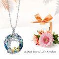 TOUPOP Sterling Silver Crystal Tree Of Life Chicken Duck Goose Necklace-0-2