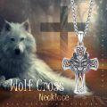 wholesale 925 Sterling Silver &  Celtic Knot Wolf Head Cross Pendant Necklace -0-4