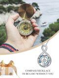 wholesale 925 Sterling Silver Infinity Compass Pendant Necklace with Blue Crystal and Cubic Zirconia Gifts for Women Girls-0-2
