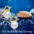 wholesale 925 Sterling Silver Gold-Plated 10mm Pearl Chunky Hoop Earrings-0-1