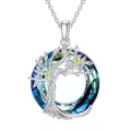 TOUPOP Sterling Silver Blue Crystal Firefly Pendant Necklace-0-0
