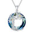 TOUPOP Sterling Silver Blue Crystal Firefly Pendant Necklace-0-0