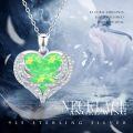wholesale 925 Sterling Silver Green Opal Heart with Wings Pendant Necklaces - Elegant Gifts for Her-0-1