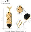 wholesale Gold 925 Sterling Silver Saint Christopher Pendant Necklace with Black Onyx Stone and Engraved Message for Men Women-0-5