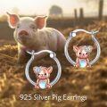 wholesale 925 Sterling Silver Piglet Moonstone Hoop Earrings for Women-0-4