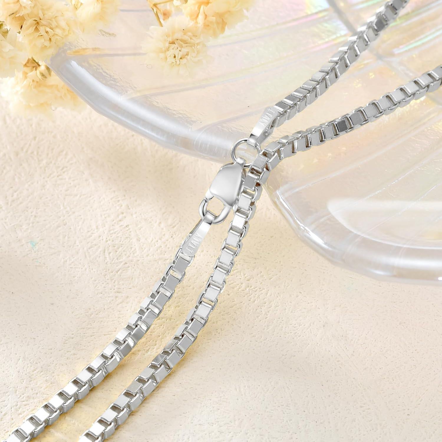 wholesale 925 Sterling Silver Box Link Chain Necklace 18-30 for Women & Men-0-1