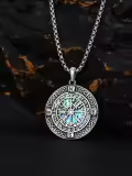 TOUPOP Sterling Silver Celtic Knot Viking Compass Necklace Pendant Jewelry-0-1