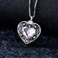 wholesale TOUPOP Rose Flower Urn Necklace For Ashes Heart Crystal Cremation Jewelry For Ashes Flower Memorial Necklace For Girls Women Human Ashes Sterling Silver Urn Necklace For Ashes (pink) -0-4