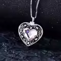 TOUPOP Sterling Silver Rose Flower Urn Necklace with Crystal for Ashes-0-4