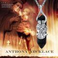 wholesale 925 Sterling Silver St Anthony of Padua & Child Jesus Pendant Black Onyx Stone Protection Jewelry for Men/Women 24 Chain-0-1
