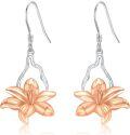 wholesale 925 Sterling Silver Rose Gold Plated Lily Drop Earrings-0-0