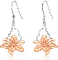wholesale 925 Sterling Silver Rose Gold Plated Lily Drop Earrings-Lily