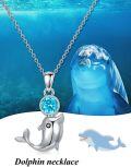 wholesale 925 Sterling Silver Blue Crystal Dolphin Pendant Necklace-0-5