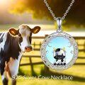 wholesale 925 Sterling Silver Moonstone Pendant with Cow Design - Cute Animal Charm Necklace for Women Gifts-0-5