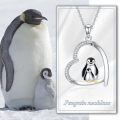 wholesale 925 Sterling Silver Penguin Family Heart Pendant Necklace s for Women-0-4