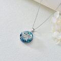 wholesale 925 Sterling Silver Pentagram Blue Crystal Pendant Necklace-0-2