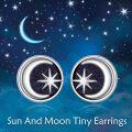 wholesale 925 Sterling Silver Blue Sandstone Star Earrings with Glittering Specks, 12.4mm-0-5