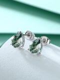 wholesale 925 Sterling Silver Green Moss Agate Teardrop Stud Earrings for Women-0-1