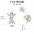 wholesale 925 Sterling Silver Highland Cow Drop Earrings with Flower Accents-0-4