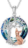 wholesale Sterling Silver Crystal Abalone Shell Animal Pendant Tree of Life Necklace-0-48